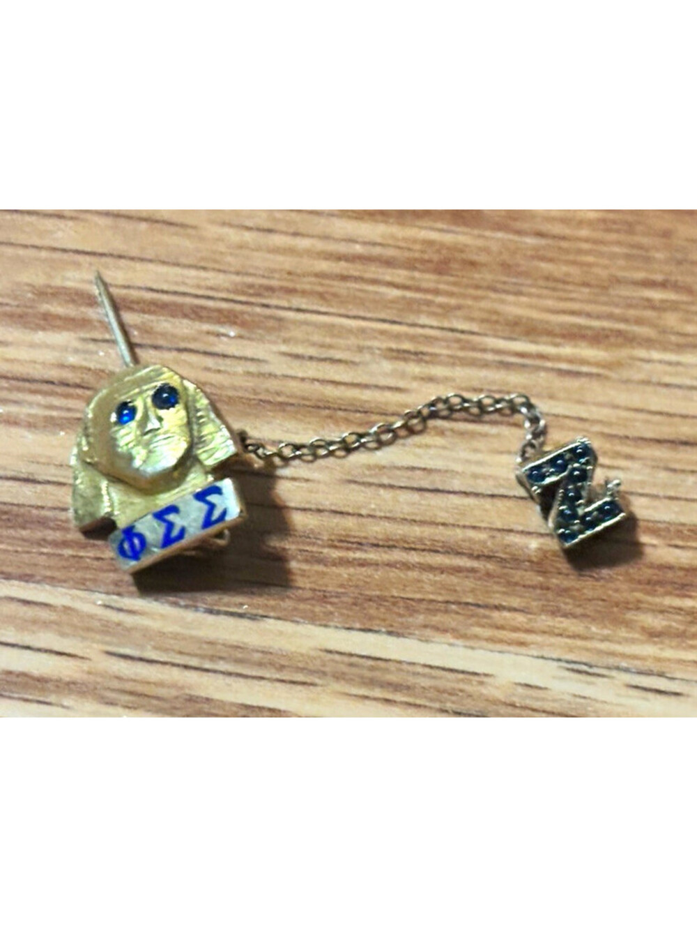 Phi Sigma Sigma Sorority Pin w/ Zeta Guard  (J.R. Z-51) 10K+ SOLID GOLD RARE!